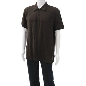 Armani Collezioni Mens T-Shirt Brown Viscose Collared Short Sleeve Size 2XL